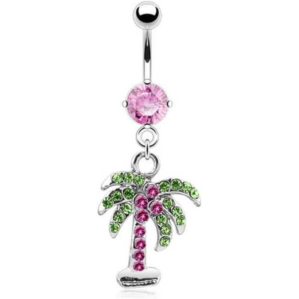 Piercing Nombril Pendentif Palmier Zircone