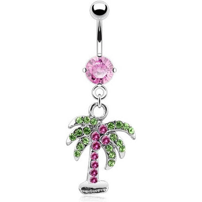 Belly Button Piercing Palm Tree dangle Zirconia