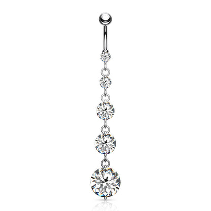 Piercing Nombril Pendentif 5 Zircones Argent