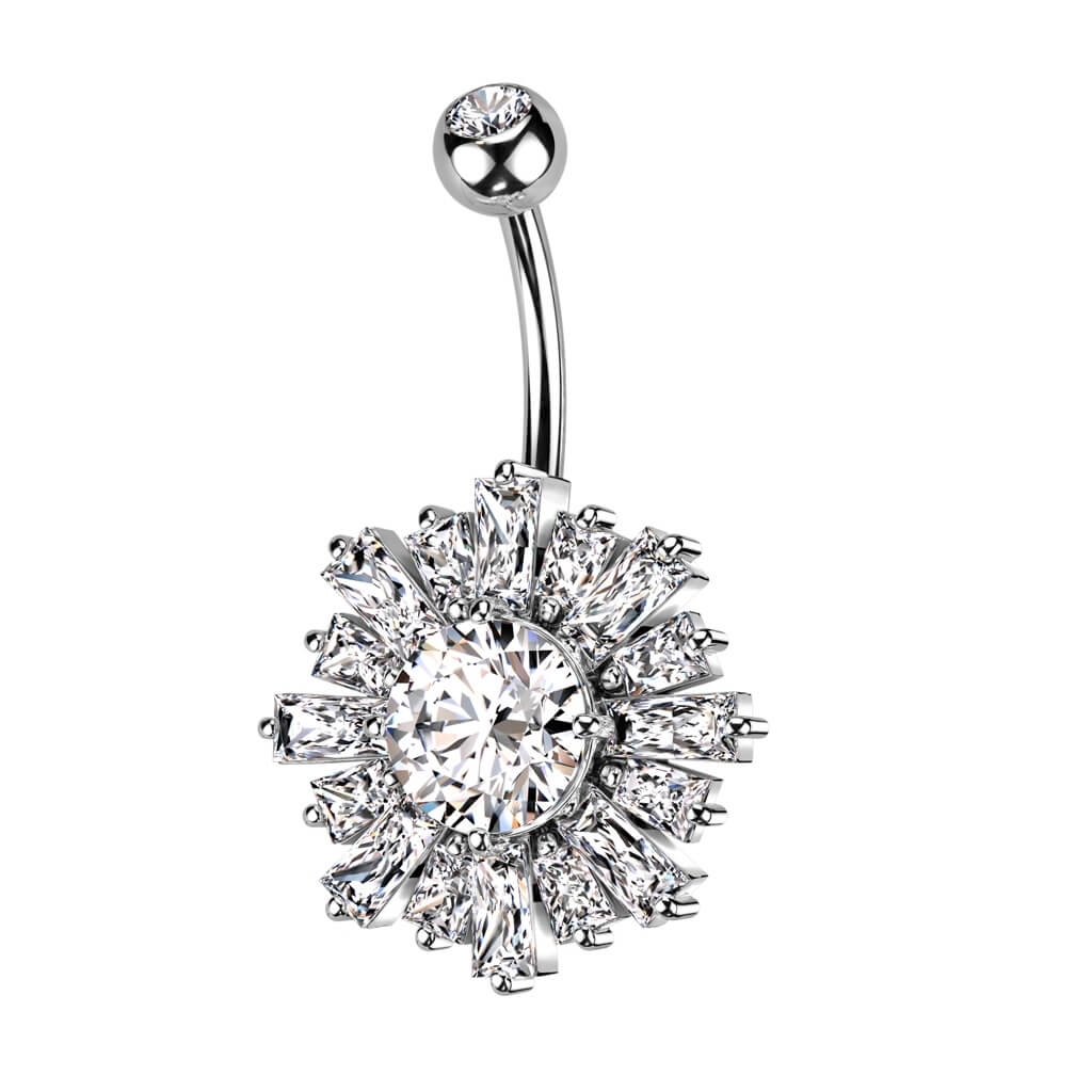 Belly Button Piercing Sun Zirconia