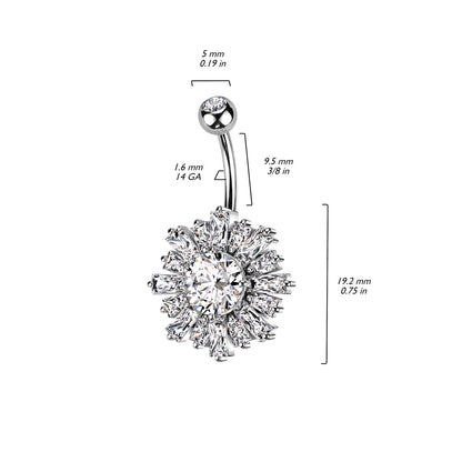 Belly Button Piercing Sun Zirconia