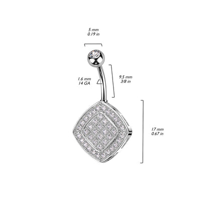 Belly Button Piercing Square Zirconia