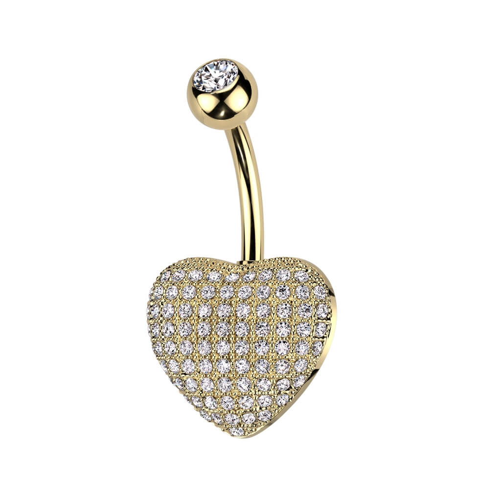 Belly Button Piercing Heart Zirconia