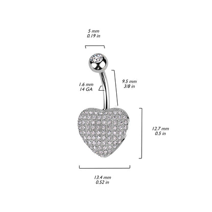 Belly Button Piercing Heart Zirconia