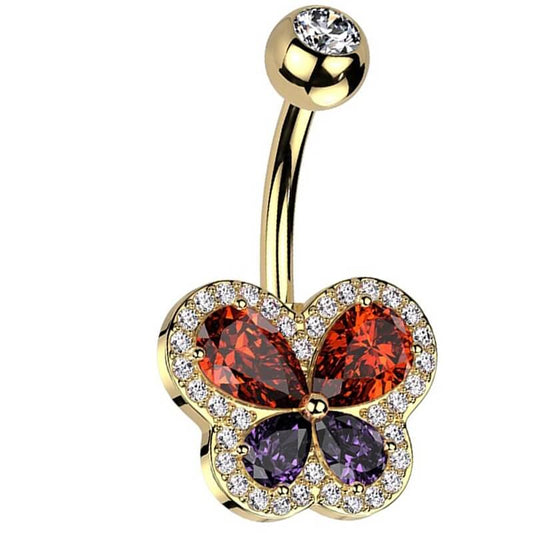 Belly Button Piercing Butterfly Zirconia