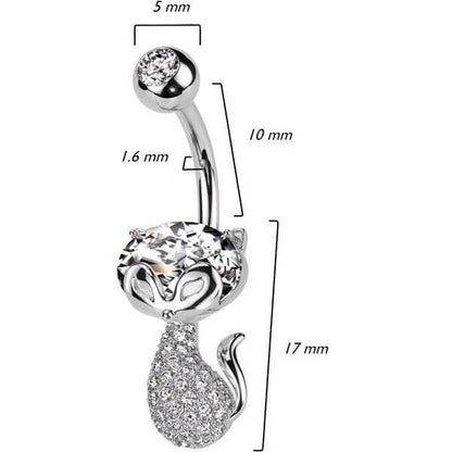 Piercing Ombelico Gatto di Zirconi