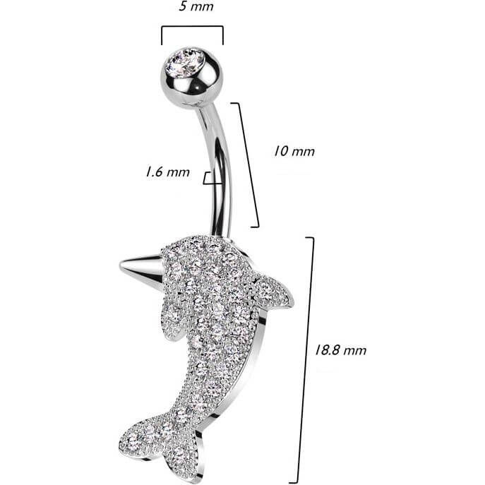 Belly Button Piercing Dolphin zirconia