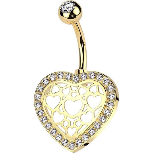 Piercing Ombelico Cuore di Zirconi