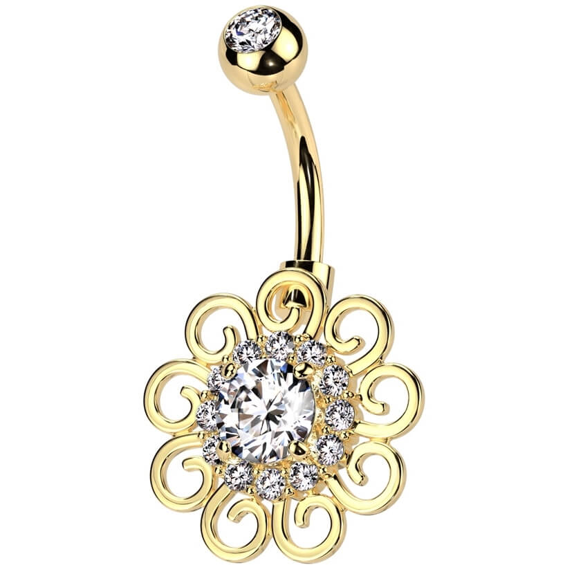 Piercing Nombril Fleur Zircone