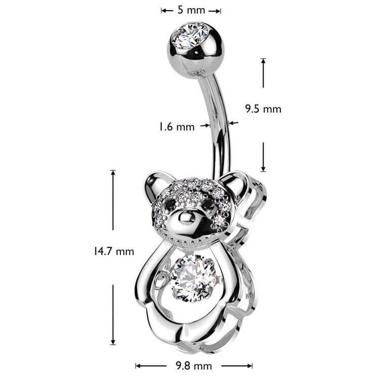 Piercing Ombelico Orsetto di Zirconi