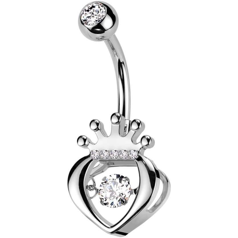 Belly Button Piercing heart crown zirconia