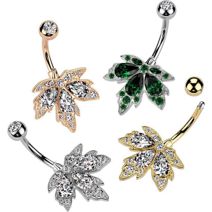 Belly Button Piercing leaf zirconia