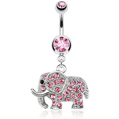 Piercing Nombril Pendentif Éléphant Zircone Argent