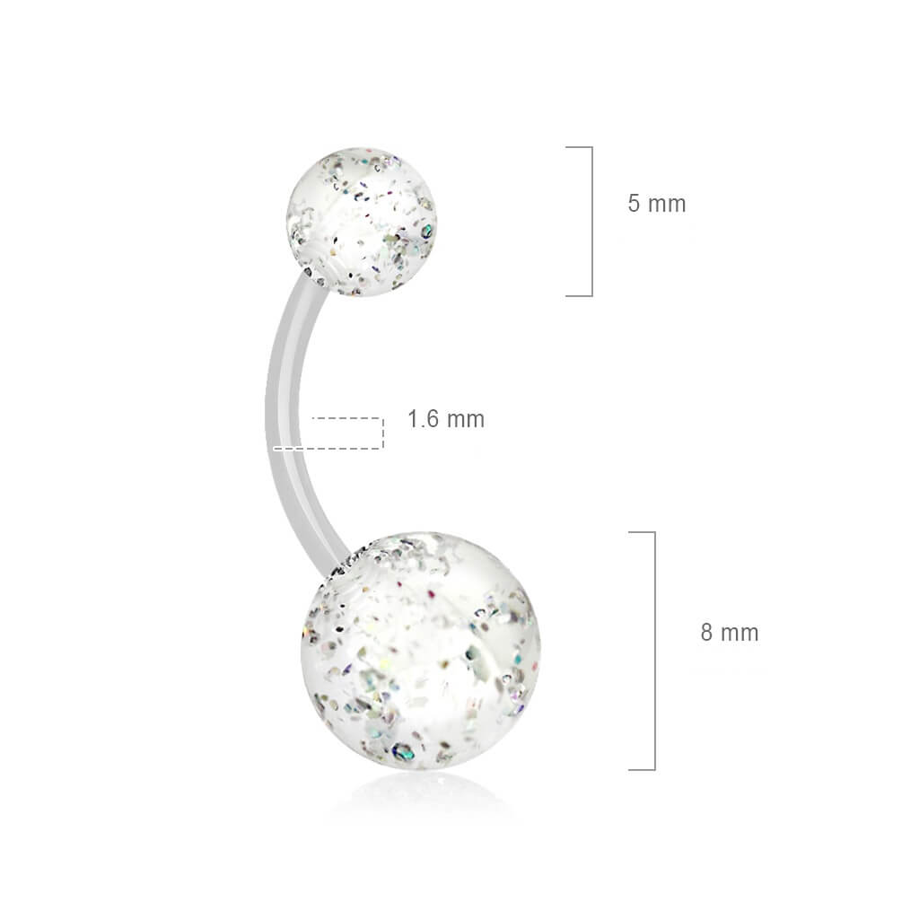 Bauchnabelpiercing Acryl Ultra Glitzer Kugel