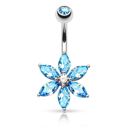 Belly Button Piercing Flower Zirconia