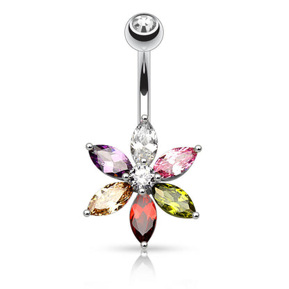 Bauchnabelpiercing Blume Zirkonia