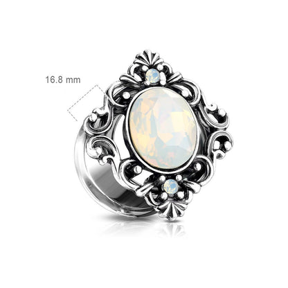 Plug Oval Opal Silber