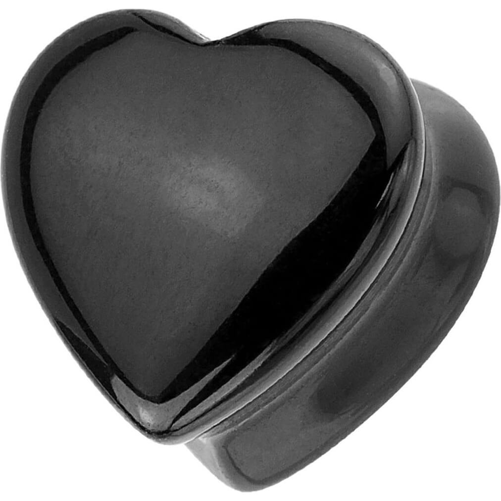 Plug Onyx coeur semi-précieuse