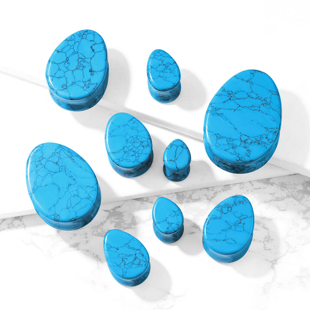 Plug Goutte Turquoise Semi-Precieuse