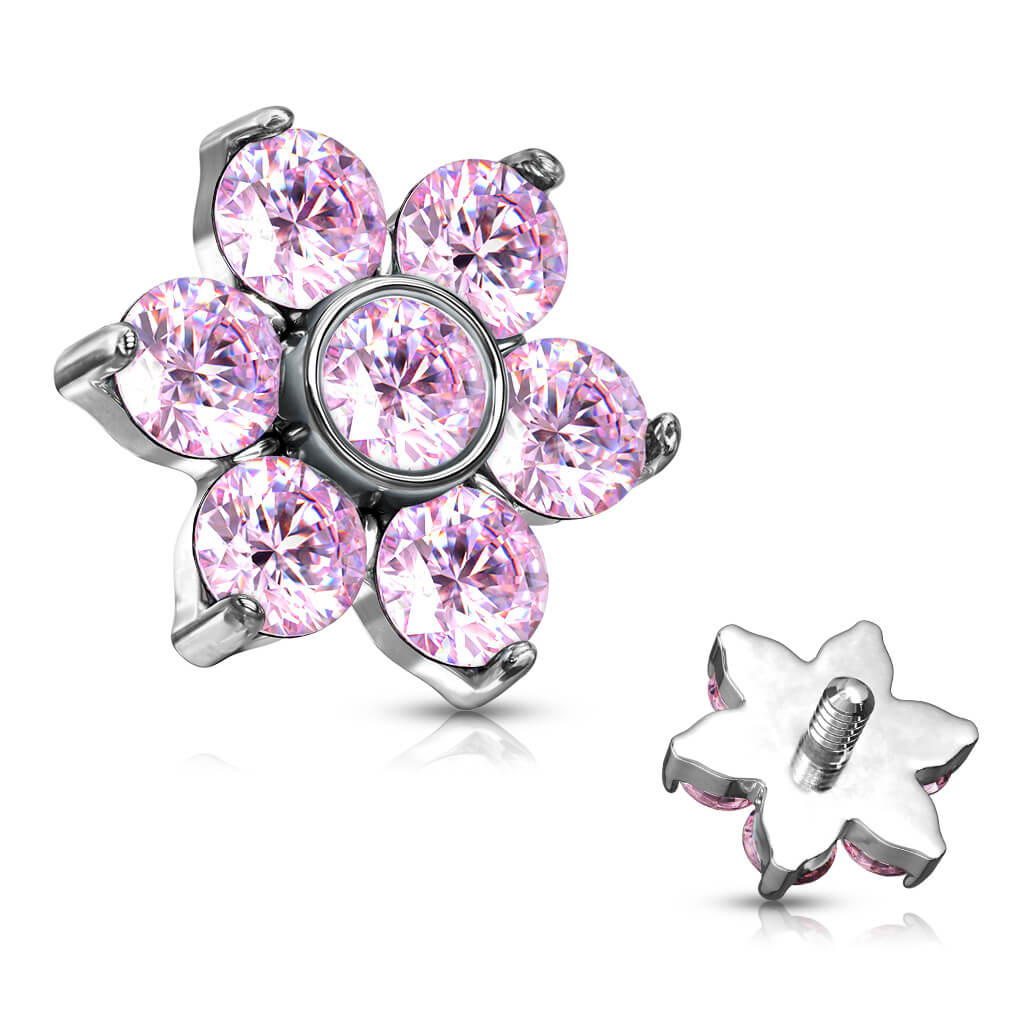 top flower zirconia prong setting Internally Threaded