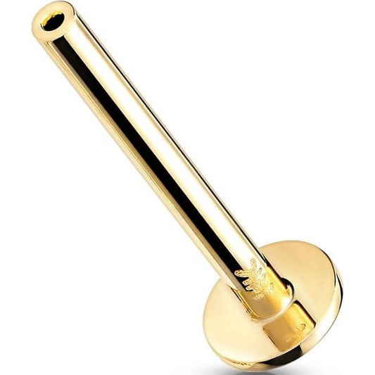 Oro 14kt Labret con base plana Push In