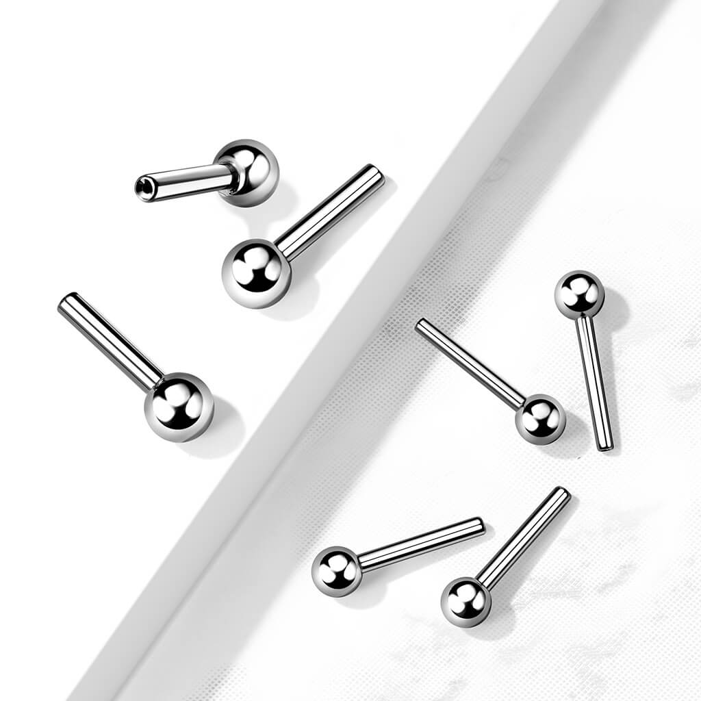 Titanium barbell bar with one ball Push-In