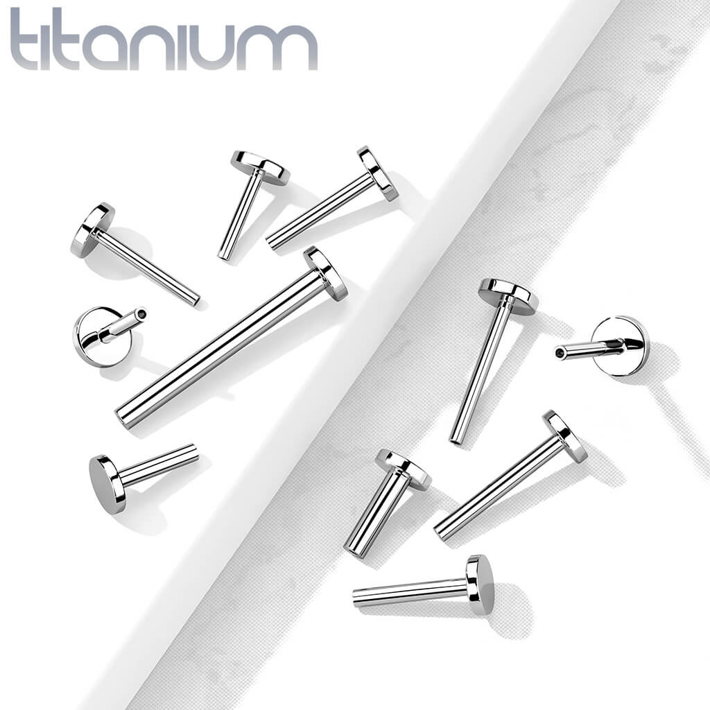 Titanio Labret con base plana de 4mm Push In