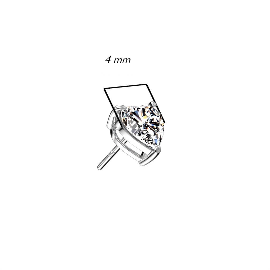 Or 14kt Embout Embout Cœur Zircone Enfoncer