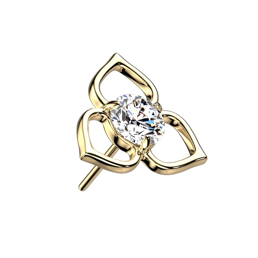 Or 14kt Embout Embout Fleur Zircone  Enfoncer