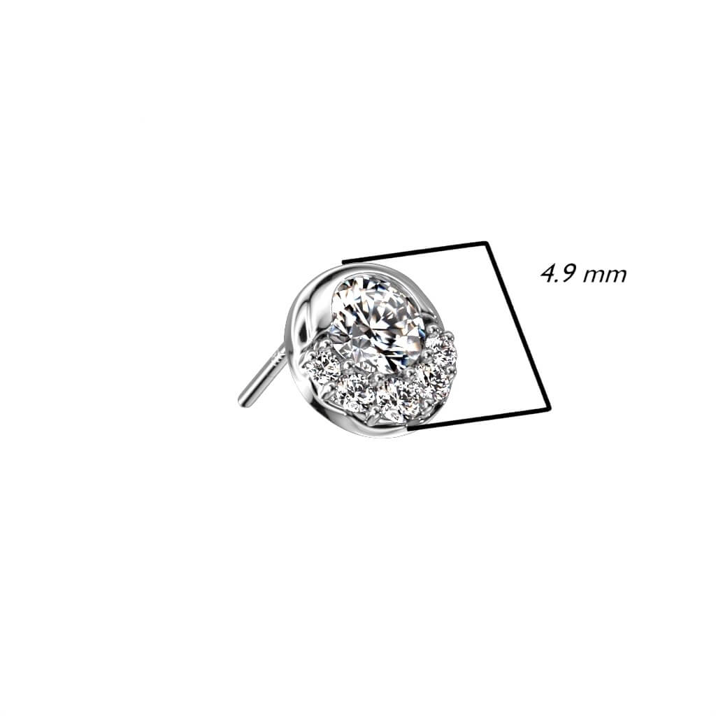 Or 14kt Embout Embout Rond Zircone Enfoncer