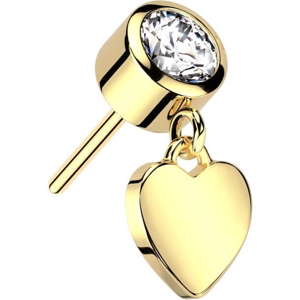 Oro 14kt Circonita con Corazón Colgante Push In