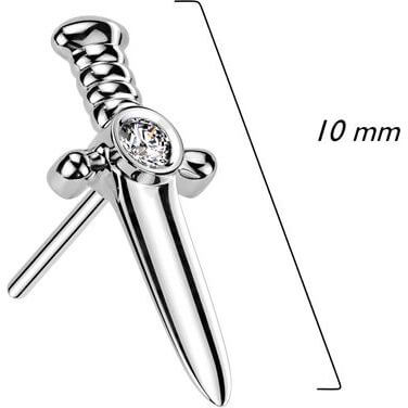 Or 14kt Embout Poignard Zircone Enfoncer