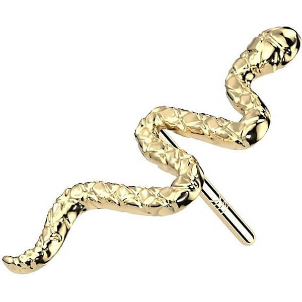 Or 14kt Embout Embout Serpent Enfoncer