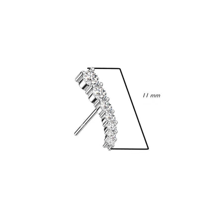 Or 14kt Embout Embout Courbé Zircone Enfoncer