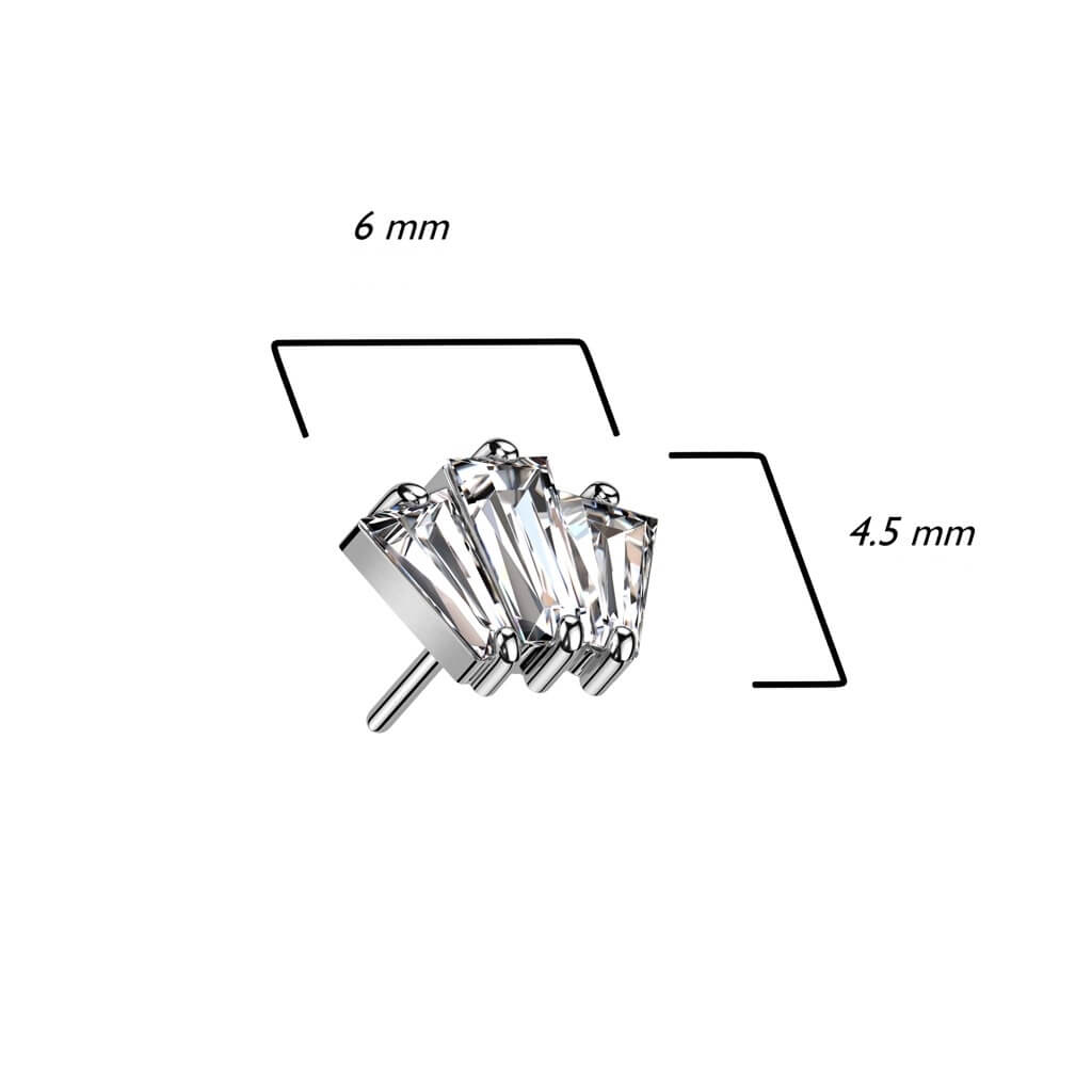 Or 14kt Embout Embout 3 Zircone Enfoncer