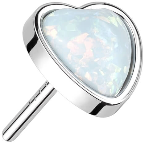 Solid Gold 14 Carat Heart Opal Push-In