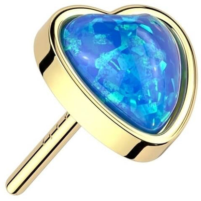 Solid Gold 14 Carat Heart Opal Push-In