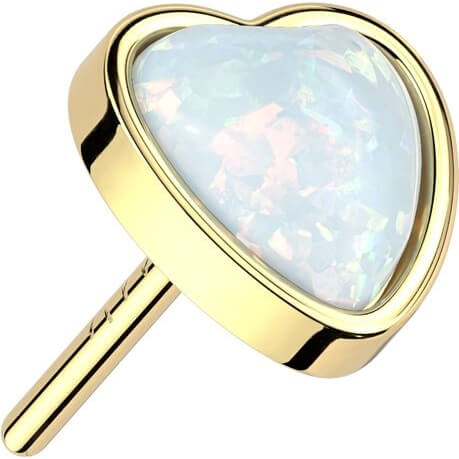 Oro 14 kt Cuore di Opale Push-In