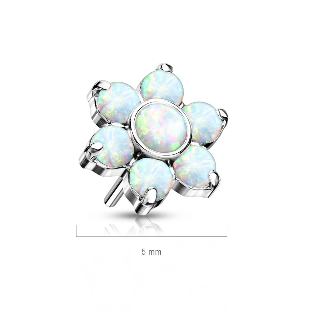 Titanium Top Flower Opal Silver Push-In