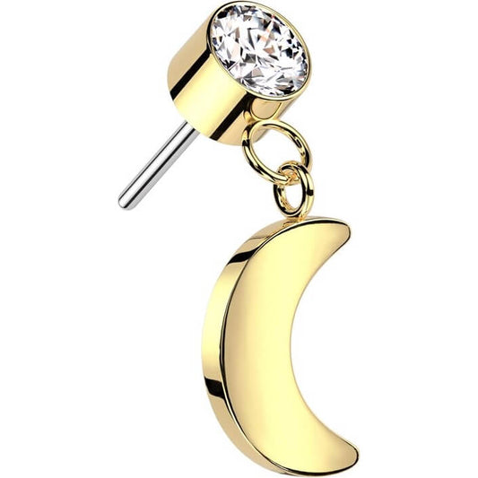 Titane Embout Zircone Pendentif Lune Enfoncer