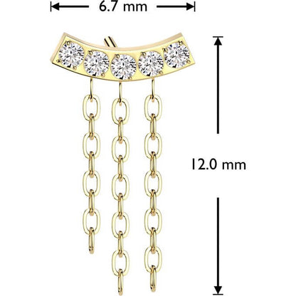 Titane Embout Triple Chaîne Pendentif Zircone Enfoncer