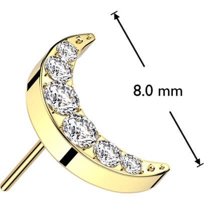 Titanium top crescent moon zirconia Push-In