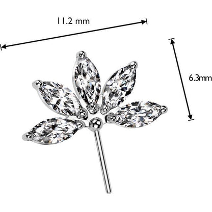 Titanium flower marquise cut zirconia Push-In