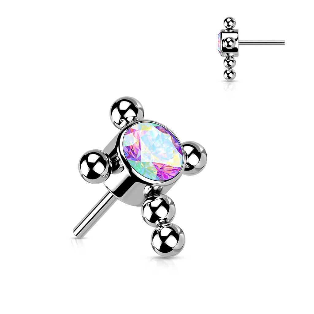 Titanium top cross zirconia or opal beaded balls Push-In