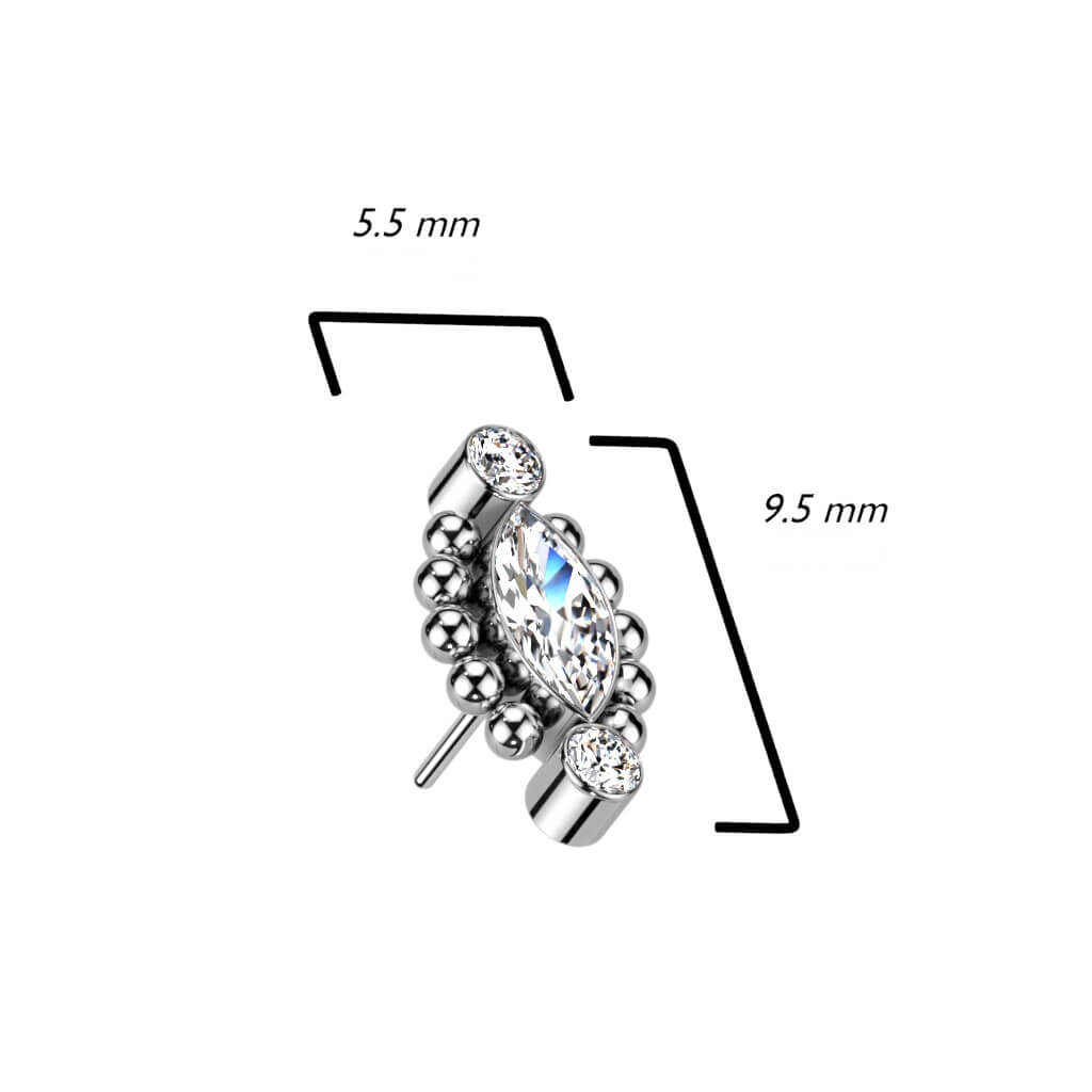 Titane Embout Embout Marquise Zircone Enfoncer