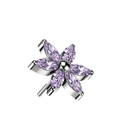 Top Flower 6 Marquise Cut Zirconia Push-In