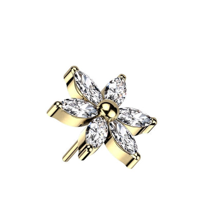 Embout Embout Fleur 6 Marquises Zircone Enfoncer