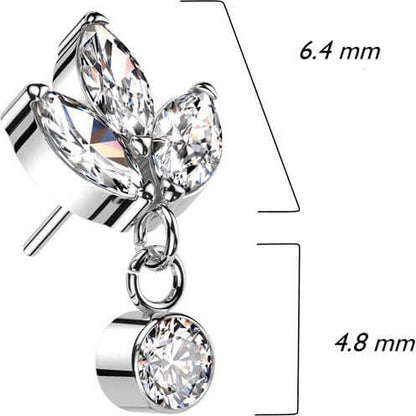 Titanium top marquise dangle zirconia Push-In