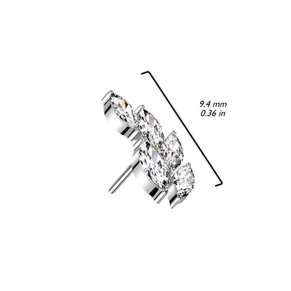 Grappolo 5 zirconi marquise Push-In