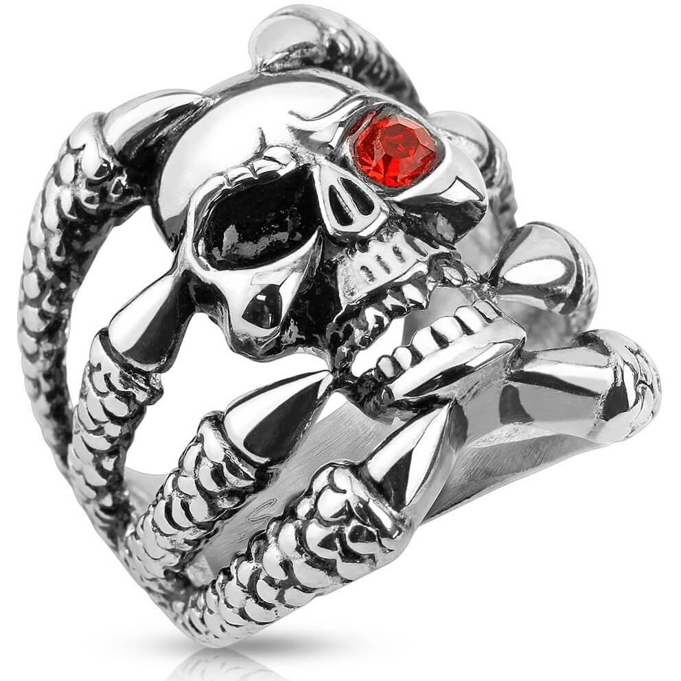 Skull Claw Zirconia Silver